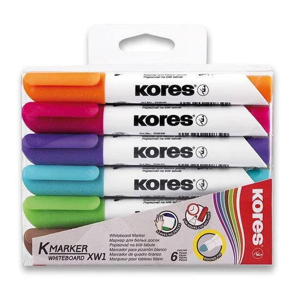 Kores Whiteboard - popisovač na bílé tabule a flipcharty - 6 barev