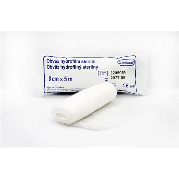 Obinadlo hydrofilní pletené, sterilní, 8 cm x 5 m, STERI-Hold 