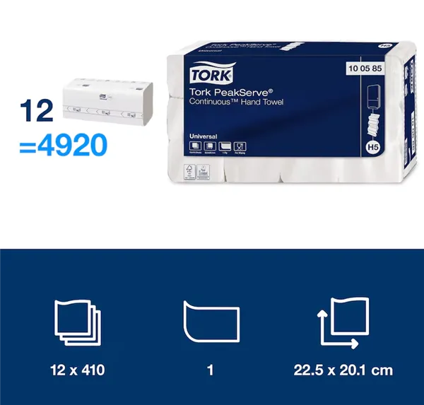 Ručníky papírové 1vrst., navazující Tork PeakServe, 20,1 x 22,5cm H5