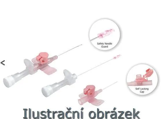 Kanyla i.v. s křídly a portem, G14, oranžová, bezpečnostní, Polysafety