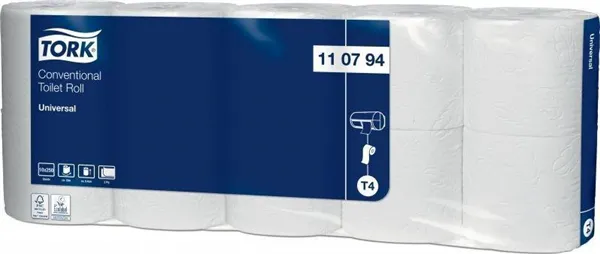 Toaletní papír Tork konvenční role, T4, bílý, recykl