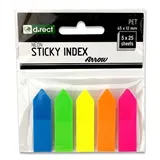 Samolepicí neonové záložky, šipky - 45 x 12 mm, 5 x 25 listů
