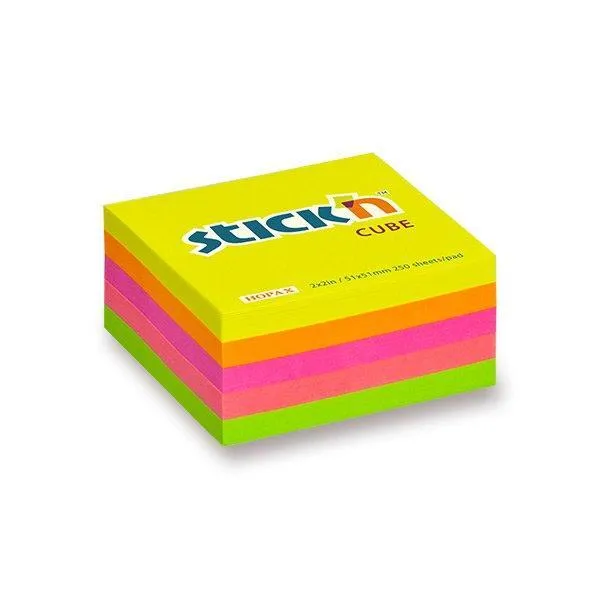 Samol. bloček Stick'n mini kostka 51 x 51 mm,neon žlutý