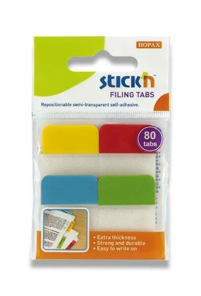 Hopax Stick'n - samolepicí proužky - 38 × 25 mm, 4 barvy × 20 ks