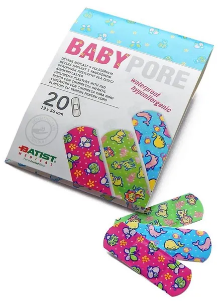 Náplast dětská Babypore s obrázky, 19 x 56 mm,( 20 ks )