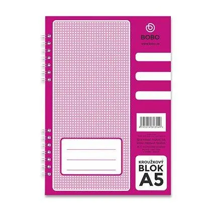 Bobo blok - kroužkový blok - A5, 50 l., linkovaný, boční spirála