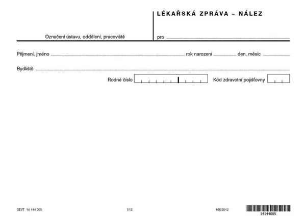 Lékařská zpráva - nález