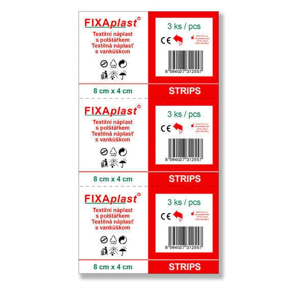 Náplast FIXAPLAST STRIP 3ks 8 x 4cm