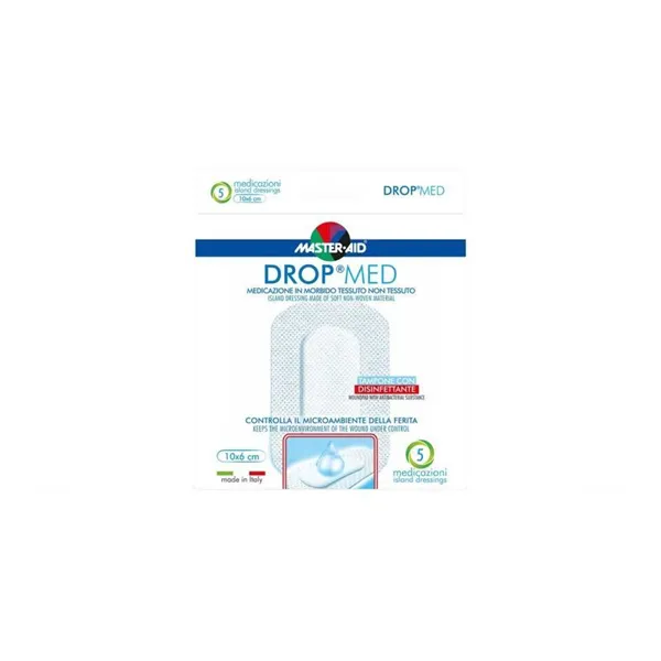 Náplast antiseptická DROP MED, 10 x 6 cm/5ks s polštářkem