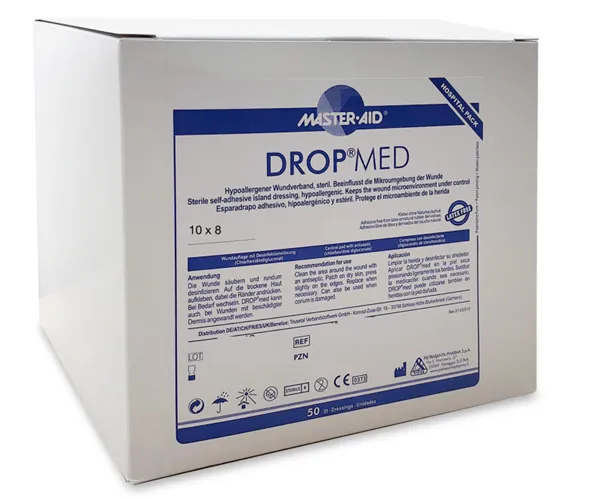 Náplast antiseptická DROP Med 10 x 8 cm/50ks s polštářkem 