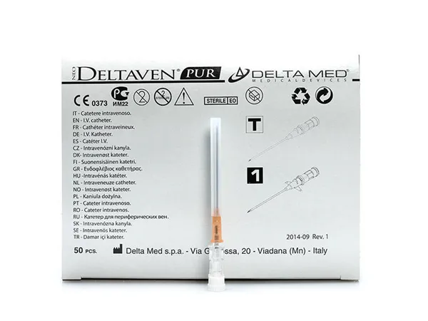 Kanyla i.v. bez křídel, (přímá), G14, oranžová, Neo Delta Ven T