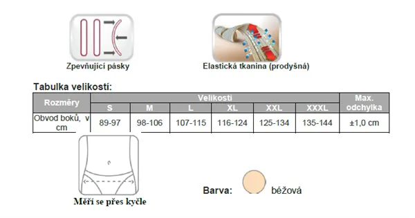 Těhotenský pás břišní, elastický, velikost M (béžový)