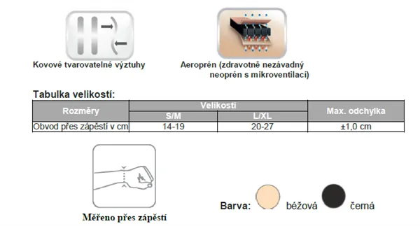 Ortéza na palec ruky, velikost S/M (béžová)