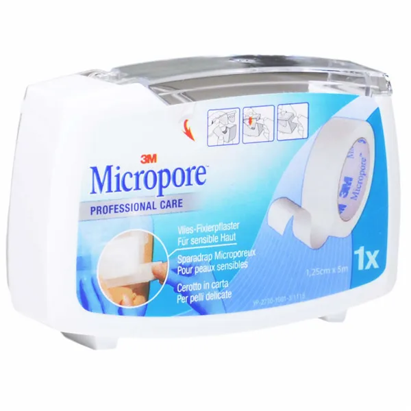 Micropore 1,25 cm x 5 m náplast na cívce, hypoalergenní, netkaná textílie