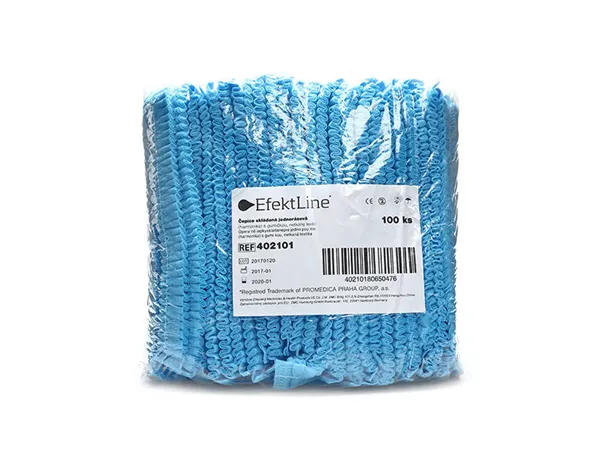 Operační čepice  skládaná jednorázová (harmonika) s gumičkou, netkaný textil