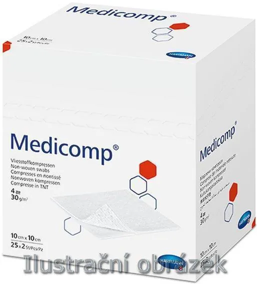 Medicomp 5 x 5 cm, nesterilní komprese, netkaný tex.,100 ks