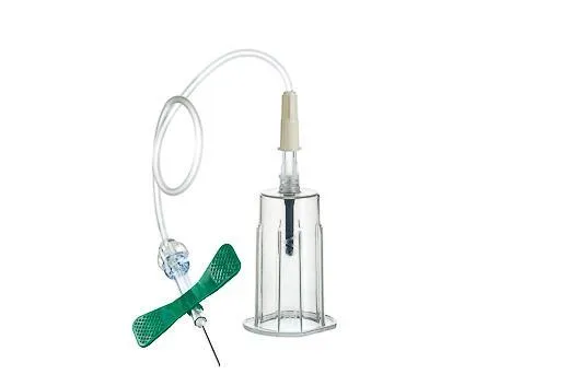 Intravenózní kanyla, s křídlem a držákem, bezpečnostní, zelená 21G, hadička 19cm, 35ks