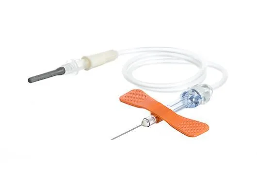 Intravenózní kanyla s křídlem, Luer adaptérem, modrá 25G, hadička 30cm