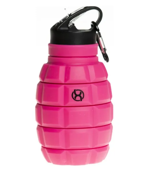 BrainMax Grenade bottle, skládací silikonová lahev na vodu,růžová, 580 ml