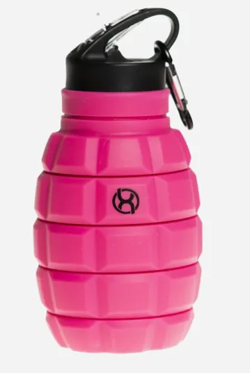 BrainMax Grenade bottle, skládací silikonová lahev na vodu,růžová 580 m