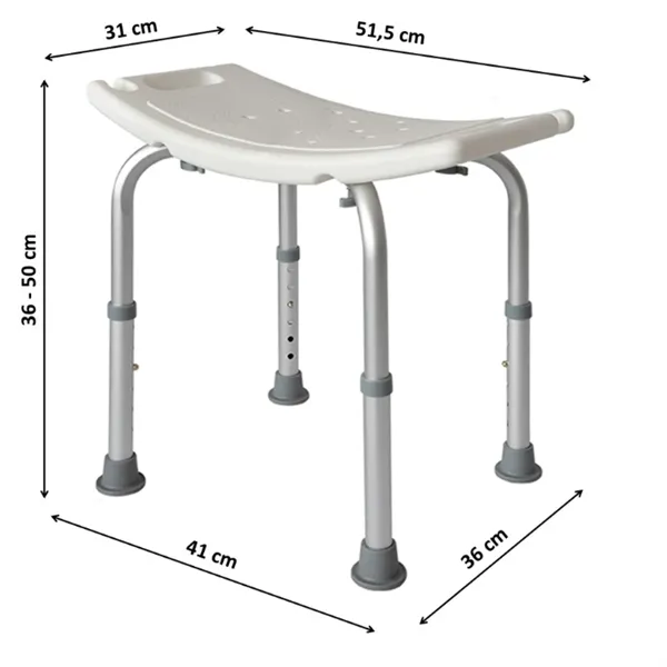 Stolička do sprchy hranatá s držákem sprchy nos. 120kg