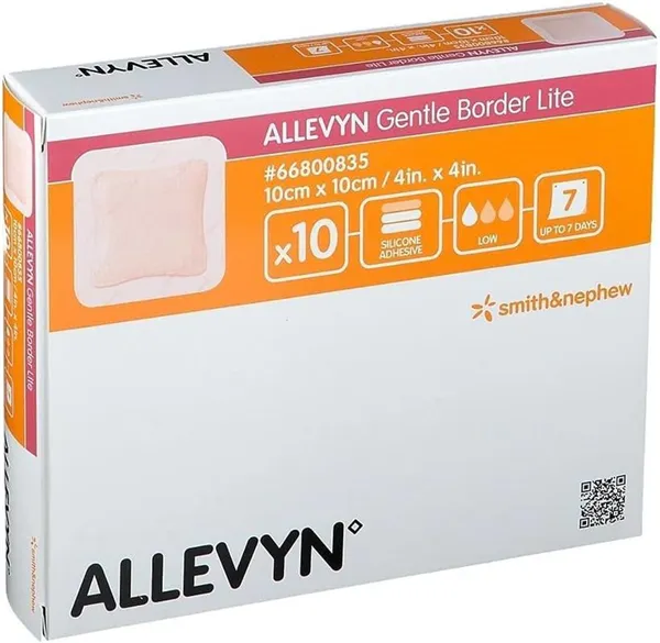 Allevyn Gentle Border Lite 10 x 10 cm, bal=10ks