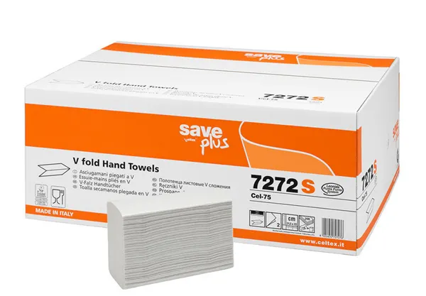 Ručník skládaný Save Plus V Fold, 2vrs, 75% celu, 215x210mm, 15 x 200ks