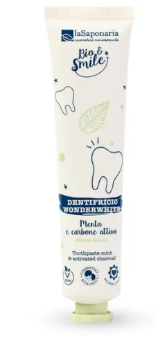 laSaponaria Bělicí zubní pasta WonderWhite - máta a aktivní uhlí BIO (75 ml)