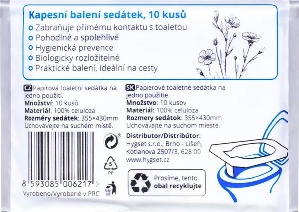 Jednorázová papírová sedátka- kapesní balení 10 ks