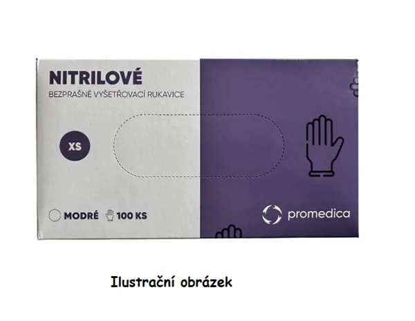Rukavice vyšetřovací, nitrilové, 9N, vel. XS, nepudrované, modré