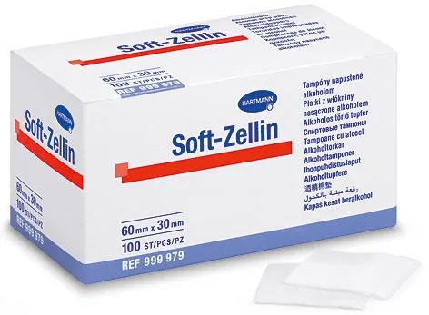 Soft-Zellin tampony s alkoholem, nesterilní, 60 x 30 mm