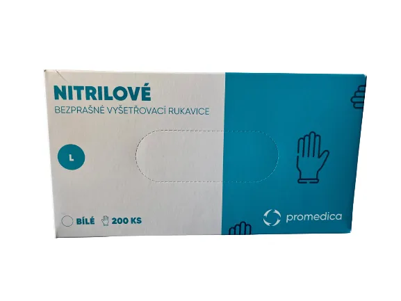 Rukavice vyšetřovací, nitrilové, vel. L, nepudrované, bílé