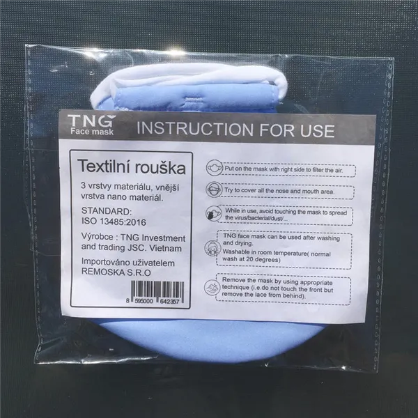 Rouška textilní, antibakteriální, vel.M, modrá