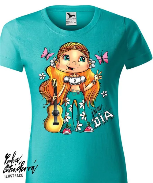 DIA triko Hippie vel. 104-110 cm/ 3-4 roky, světlý tyrkys