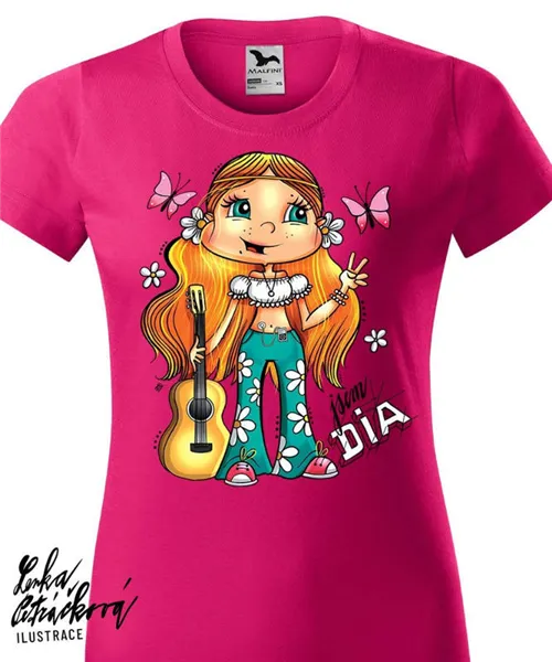 DIA triko Hippie vel. 122 cm /6 let, malinová