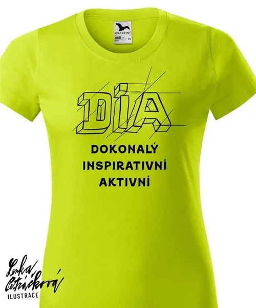 DIA triko text vel. 146 cm/10 let, limetka