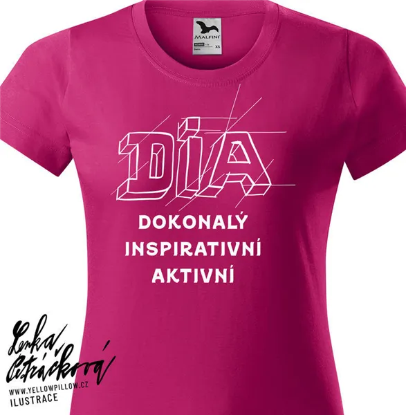 DIA triko text vel. 158 cm/12 let, růžová