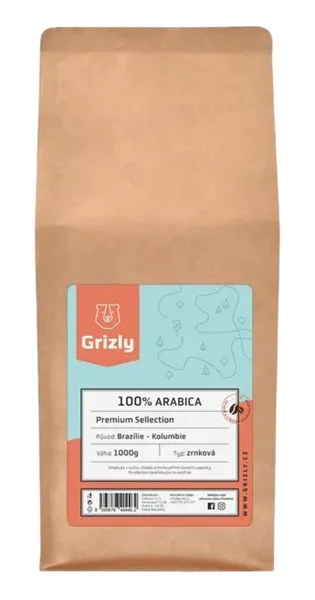 Grizly Pražená zrnková káva 100% Arabica Premium Selection, 1000g