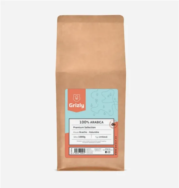 Grizly Pražená zrnková káva 100% Arabica Premium Selection, 1000g