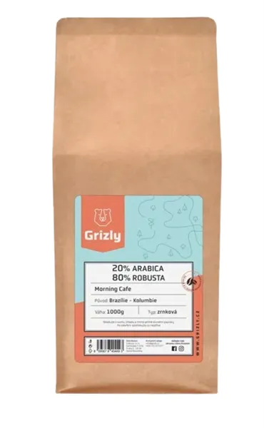 Grizly Pražená zrnková káva 20/80 Morning Coffee, 1000g