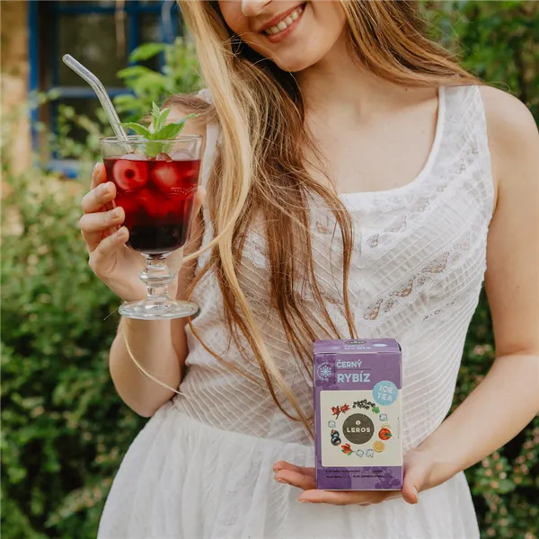 Leros Čajový dýchánek Černý rybíz Ice tea 20ks, nálevových sáčků