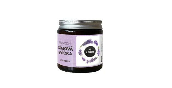 Leros Přírodní sójová svíčka levandule 120 ml