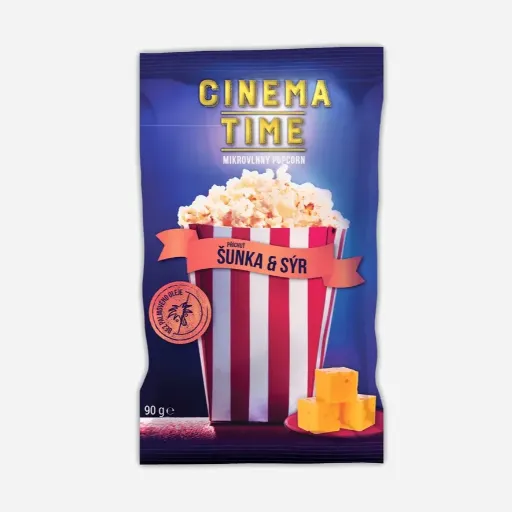 Cinema Time Mikrovlnný popcorn šunka a sýr, 90g