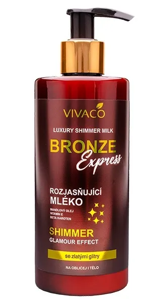 Bronze Express Rozjasňující mléko se zlatými glitry 300ml