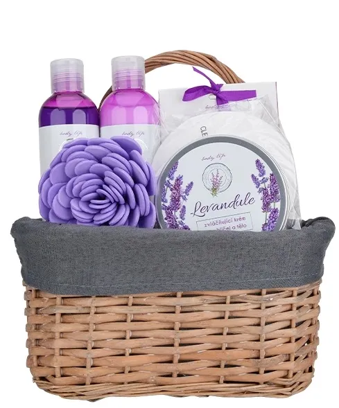 Dárkové balení kosmetiky s levandulovým olejem - košík 7ks