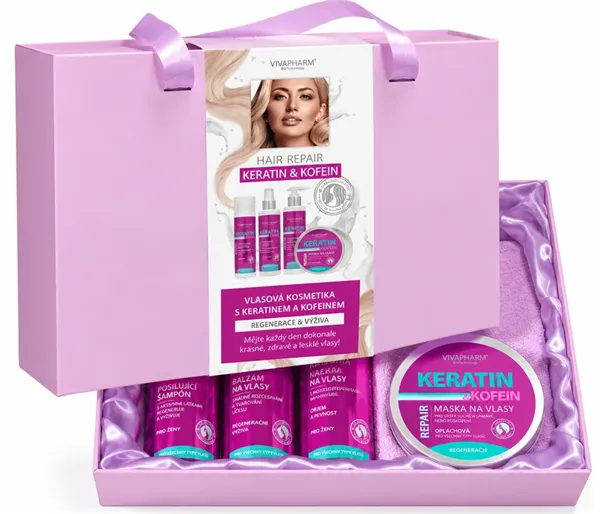 Velký dárkový box vlasové péče s keratinem a kofeinem 7ks