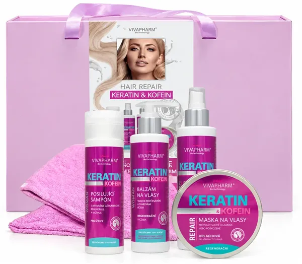 Velký dárkový box vlasové péče s keratinem a kofeinem 7ks