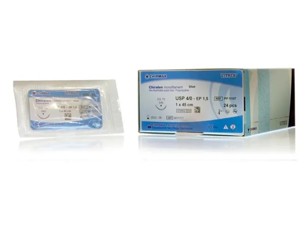 Chiralen monofilament blue DS 19 USP 4/0-EP 1,5 1x45cm  