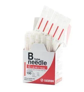 Jehly Seirin typ B/1 s plastikovým (PP) držátkem červené 0,16x15 mm