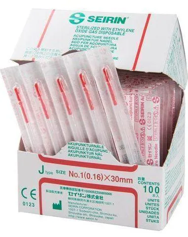 Jehly Seirin typ J/1 s plastikovým (PP) držátkem, aplikační trubičkou červené 0,16x30 mm, 1002416